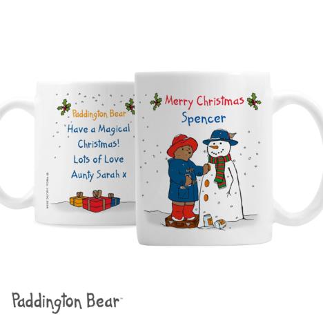 Personalised Paddington Bear Christmas Snowman Mug £10.99